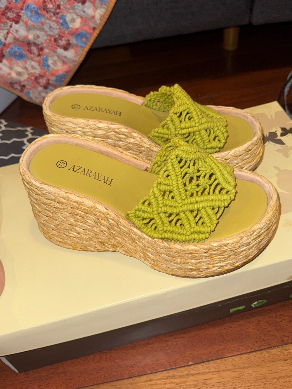 PrettyLittleThing Olive Green Macramé Wedge Sandals